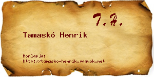 Tamaskó Henrik névjegykártya