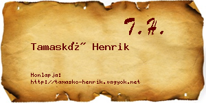 Tamaskó Henrik névjegykártya